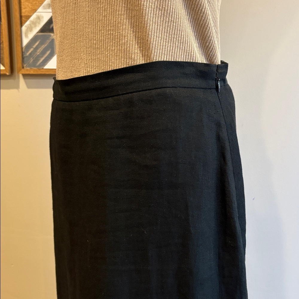 Ralph Lauren Collection Black Linen Maxi Skirt with Cutout Detail size 8 - Picture 6 of 14